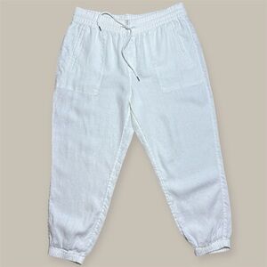 ATHLETA Wm’s Retreat Linen High Rise Jogger In White Sz L/P